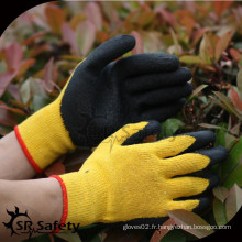 SRSAFETY 10 Ga Yellow Polycotton Liner gants de travail en latex / gants en caoutchouc noir